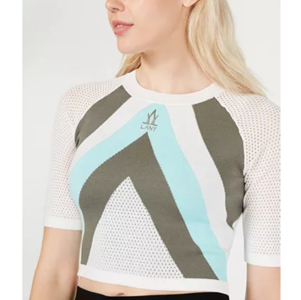 Sale! La La Anthony Striped Knit Crop Top.